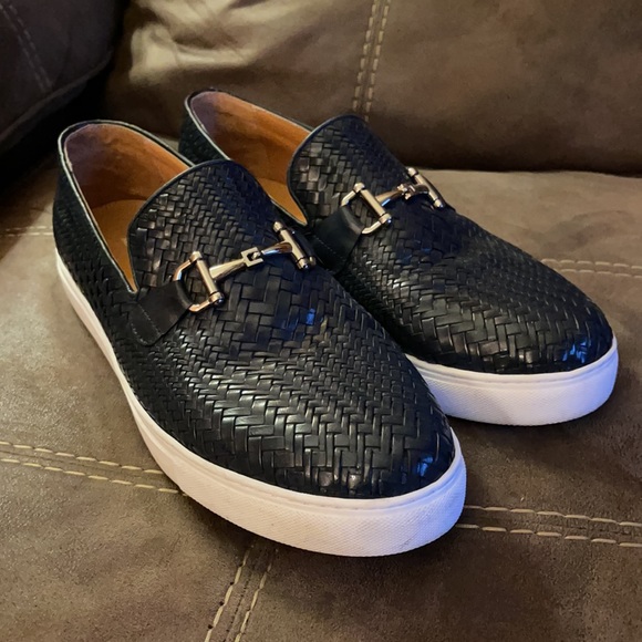 Marc Nolan Navy Woven Horse-Bit Sneakers - Picture 2 of 9